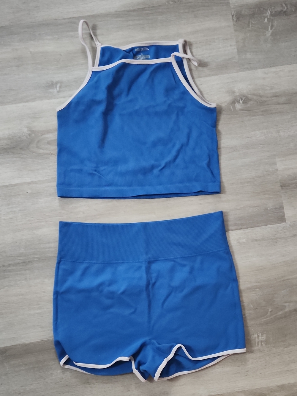 Kids Blue Two-Piece Swim Set with White Trim